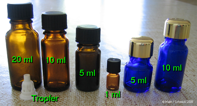 5 ml blue bottles for storing essential oils